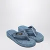 Coperni Blue Denim Branded Flip Flops In Blue