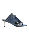 Coperni Blue Denim Open Thong Heeled Sandals In Blue