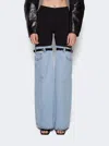 Coperni Denim Hybrid Flare Trousers In Light Blue/black In Blue