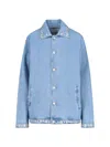 Coperni Collared Casual Jacket Studded Accents In Light Blue