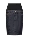 Coperni Blue Hybrid Denim Midi Skirt In Blue