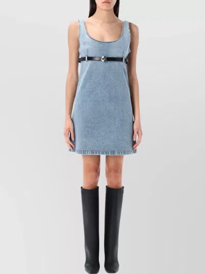 Coperni Belted Denim Mini Dress In Blue