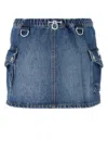 Coperni Denim Skirt With Frontal Logo Patch In Blue