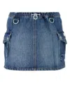 Coperni Denim Skirt With Frontal Logo Patch In Blue