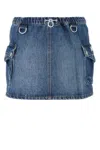 Coperni Denim Skirt With Frontal Logo Patch In Blue