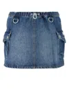 Coperni Denim Skirt With Frontal Logo Patch In Blue
