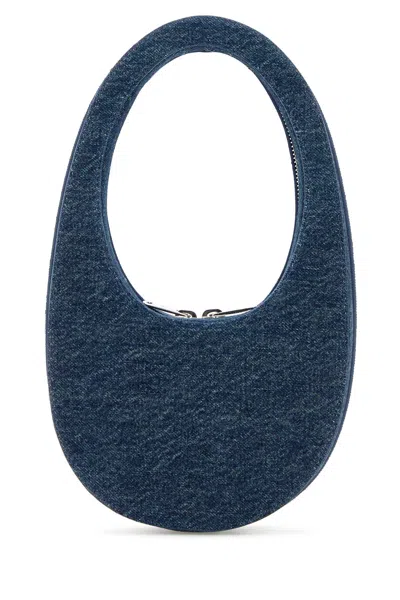 Coperni Swipe Denim Mini Leather Handbag In Blue