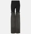 Coperni Womens Black Grey Hybrid Contrast-texture Wide-leg High-rise Denim Trousers