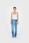 Coperni Denim Patchwork Boyfriend Pants In Blue