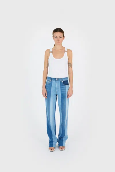 Coperni Denim Patchwork Boyfriend Pants In Blue