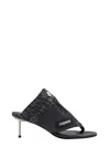 Coperni Denim Sandals With Logo Patch In Gray