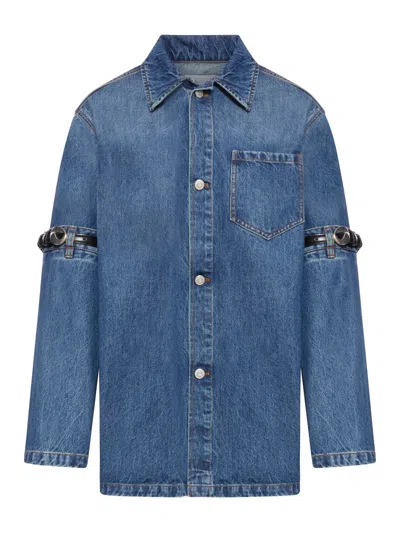 Coperni Open Elbow Cotton Denim Jacket In Blue