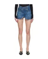 Coperni Paint-splatter Cross-over Denim Mini Skirt In Nude