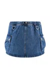 Coperni Denim Skirt With Frontal Logo Patch In Blue