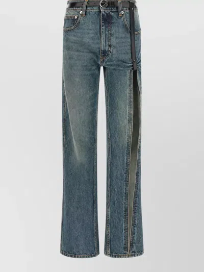 Coperni Denim Straight-leg Asymmetric-split Jeans In Blue