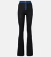 Coperni Denim-detailed Jersey Flared Pants In Schwarz