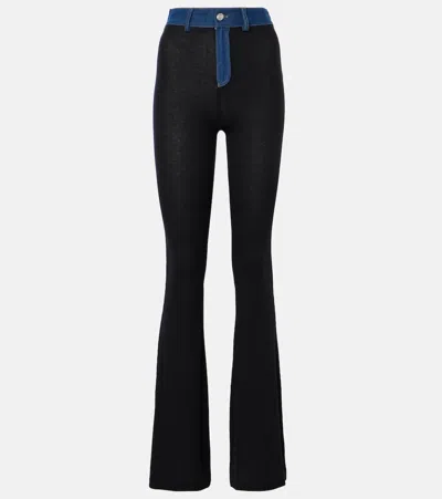 COPERNI DENIM-TRIMMED HIGH-RISE FLARED PANTS