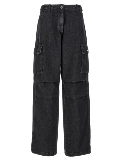 Coperni 'denim Wide Leg Cargo' Jeans In Neutral