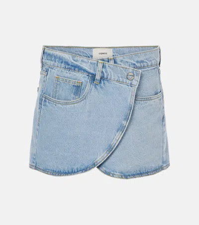 Coperni Denim Wrap Skirt Asymmetric Hem In Blue
