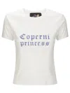 Coperni White Crewneck T-shirt With Maxi Print On The Front And Logo Print On The Rear In Cotton Woman