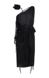 Coperni Distressed Flower Midi Dress In Black