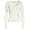 Coperni Distressed Rosette Rib Sweater In White