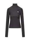 Coperni Black Tight High Neck Long Sleeve T-shirt In Black