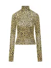 Coperni Leopard-print Turtleneck Top In Yellow