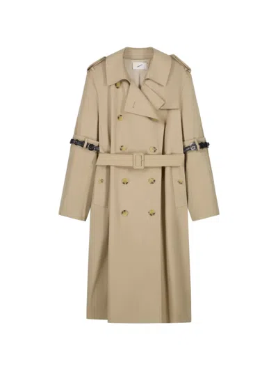 Coperni Double-breasted Belted Coat In Brown