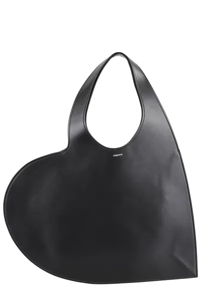 Coperni Double Heart Tote In Black