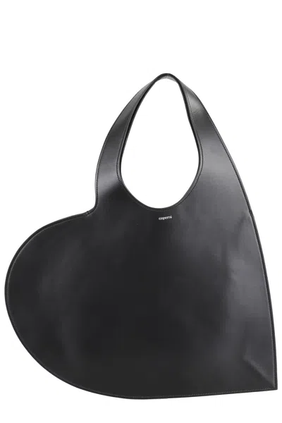 Coperni Double Heart Tote Bag In Black