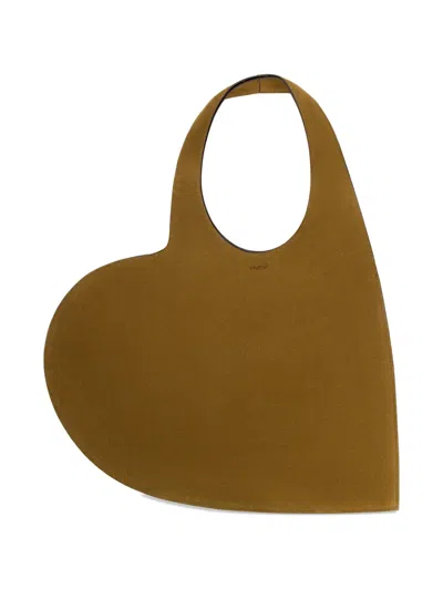 Coperni Double Heart Tote Bag In Brown