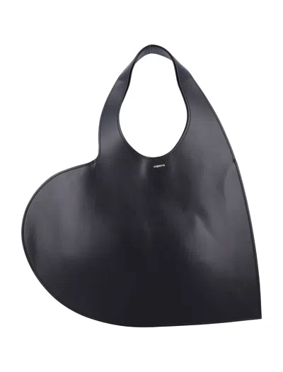Coperni Double Heart Tote In Black