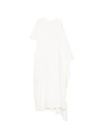 Coperni Draped Asymmetric T-shirt Dress In White