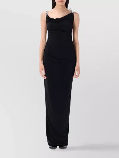 Coperni Draped Bodice Knee Length Dress With Twist Detail In Black