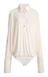 Coperni Draped Boxy Bodysuit In Neutral