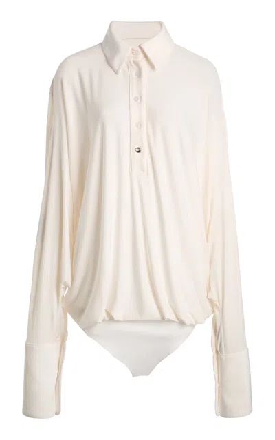 Coperni Draped Boxy Bodysuit In Neutral