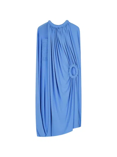 Coperni Draped Cut-out Asymmetric Dress In Blue