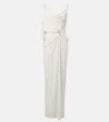 Coperni Draped Embellished Jersey Maxi Dress In White
