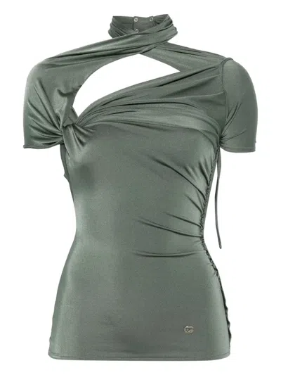 Coperni Draped Jersey Top In Green