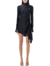 Coperni Asymmetric Midi Dress In Black
