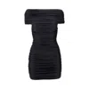 Coperni Pleated Mini Dress With Ruched Bodice In Black