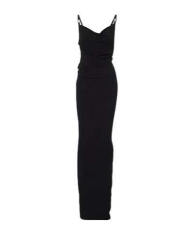 Coperni Draped Open-back Jersey Maxi Dress In Black