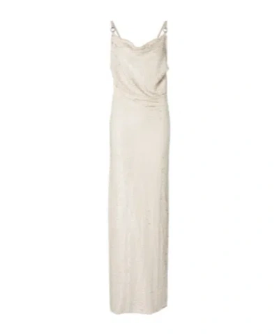 Coperni Draped Open-back Sequined Maxi Dress In Neutral