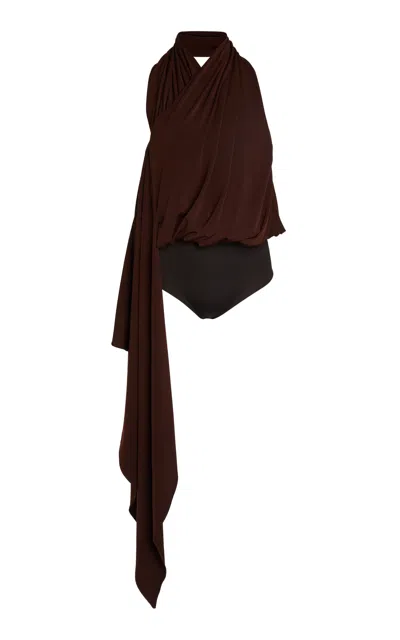 Coperni Draped Sarouel Bodysuit In Brown