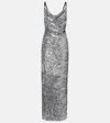 Coperni Draped Sequined Gown In Silver