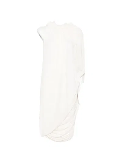 Coperni Draped Smocked Midi Dress In Metallic