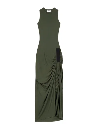 Coperni Draped Taped Suspended Dress In Green Fabric