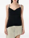 Coperni Draped Neckline Sleeveless Side Slit Top In Black