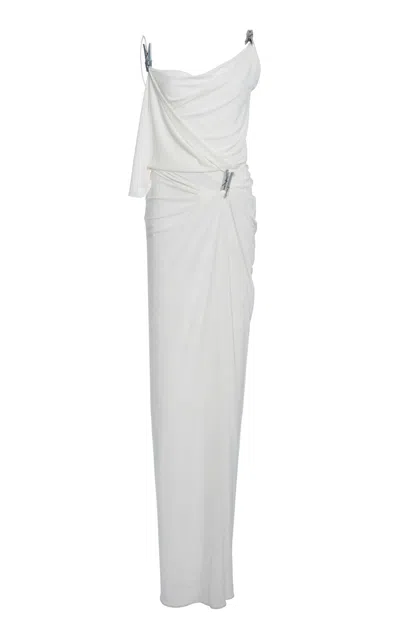 Coperni Draped Washing Clip Gala Dress In White